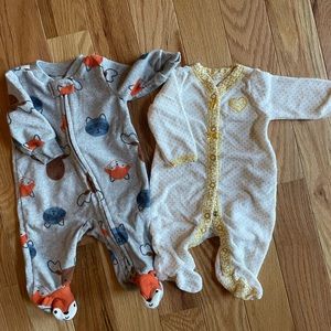 Newborn Carter’s sleepers, fleece and terry.